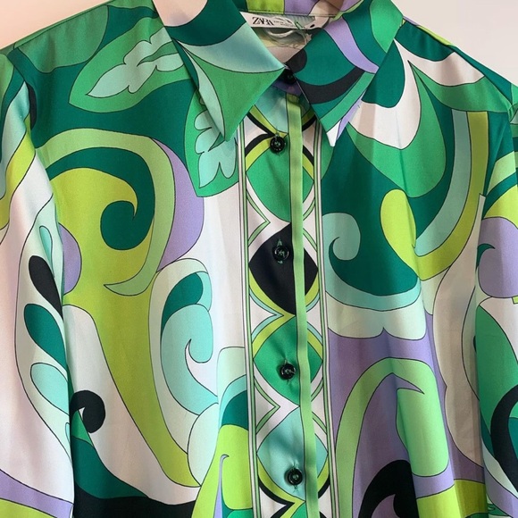 Zara Co-ord Set Green Print (S/M) - Picture 4 of 9